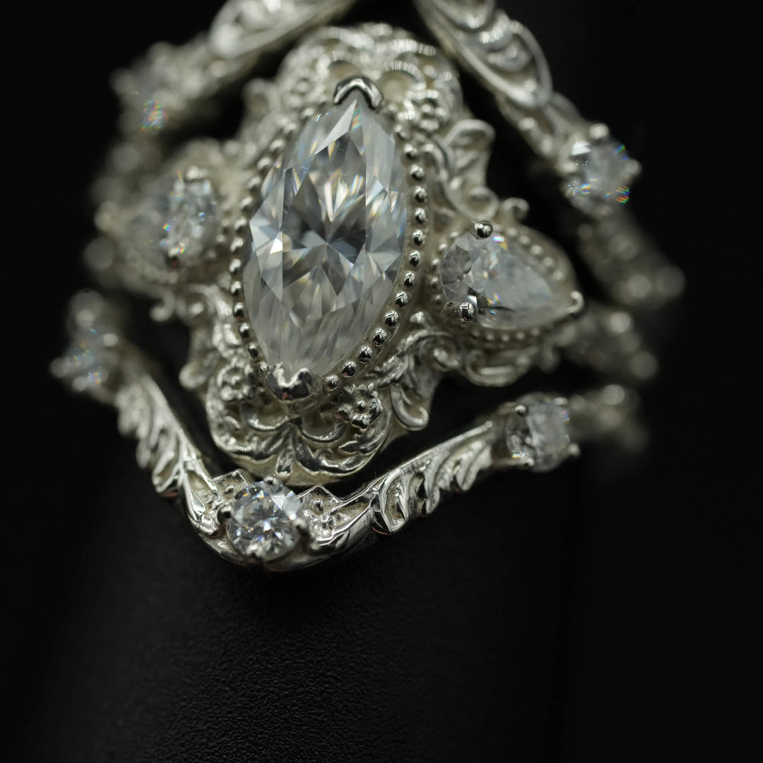 PAYMENT PLAN Moisssanite Rococo Engagement Ring Set