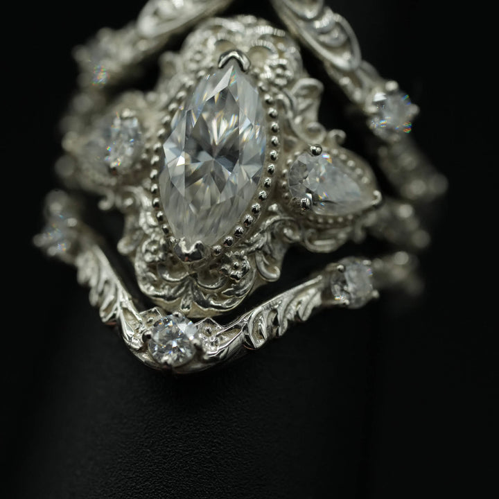 PAYMENT PLAN Moisssanite Rococo Engagement Ring Set