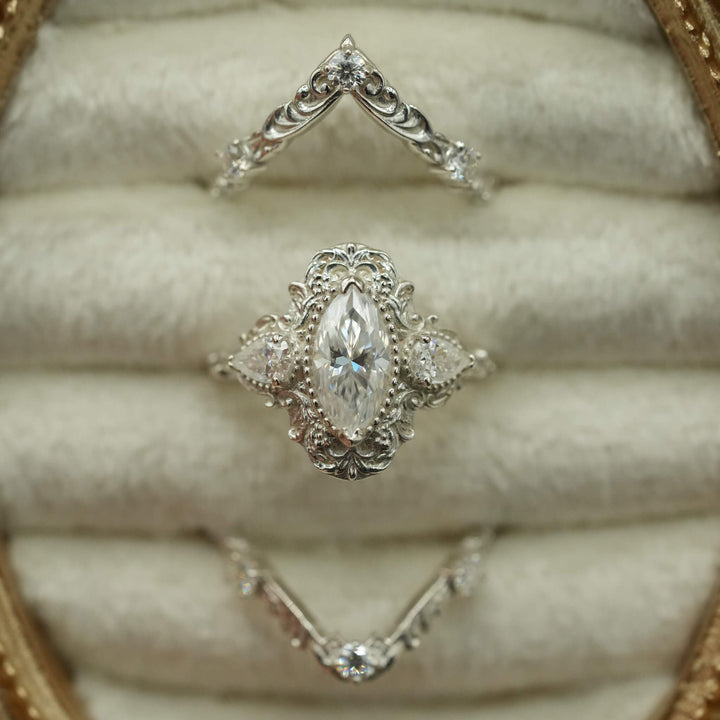 PAYMENT PLAN Moisssanite Rococo Engagement Ring Set