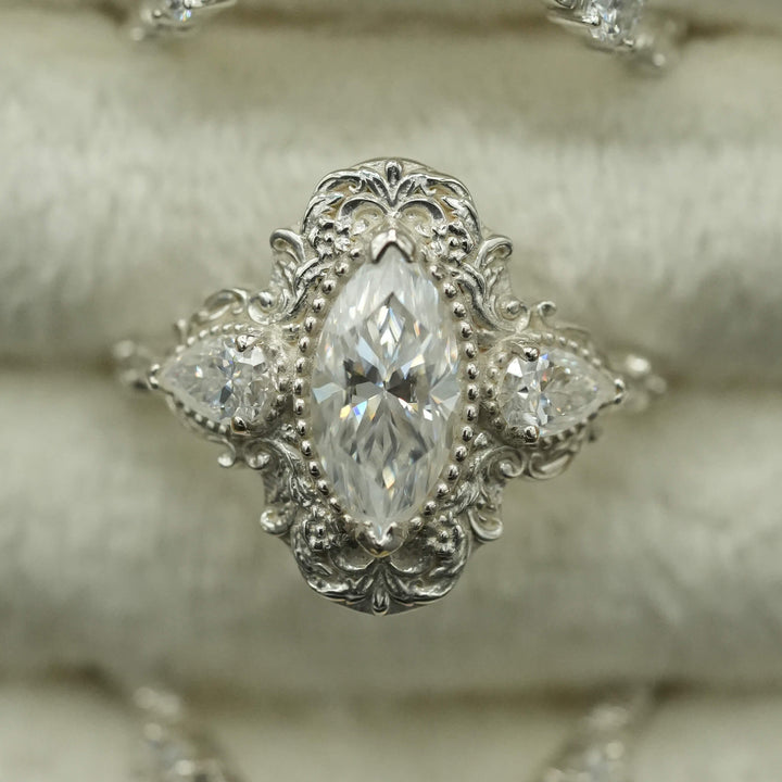Moissanite Rococo Engagement Ring