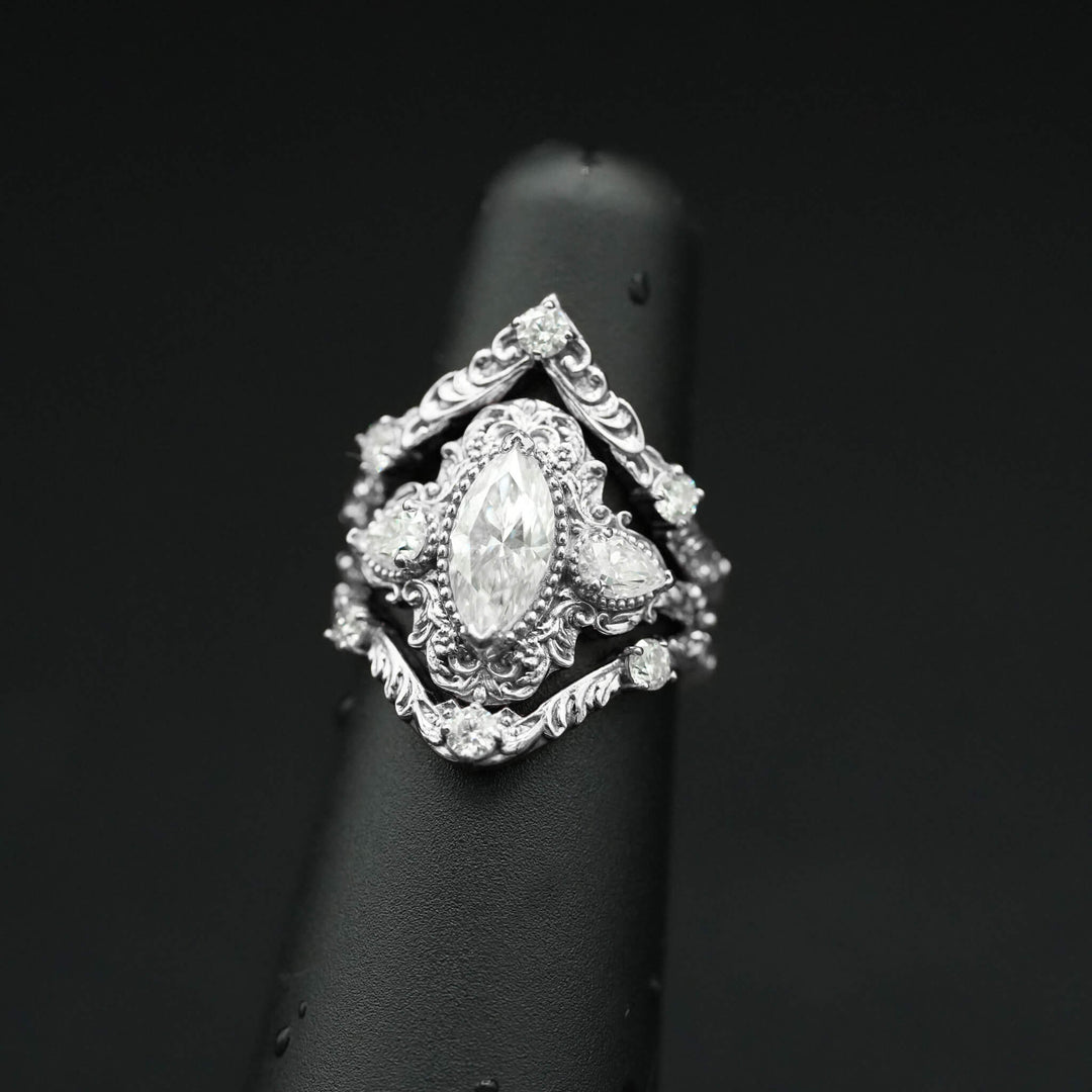 Moisssanite Rococo Engagement Ring Set