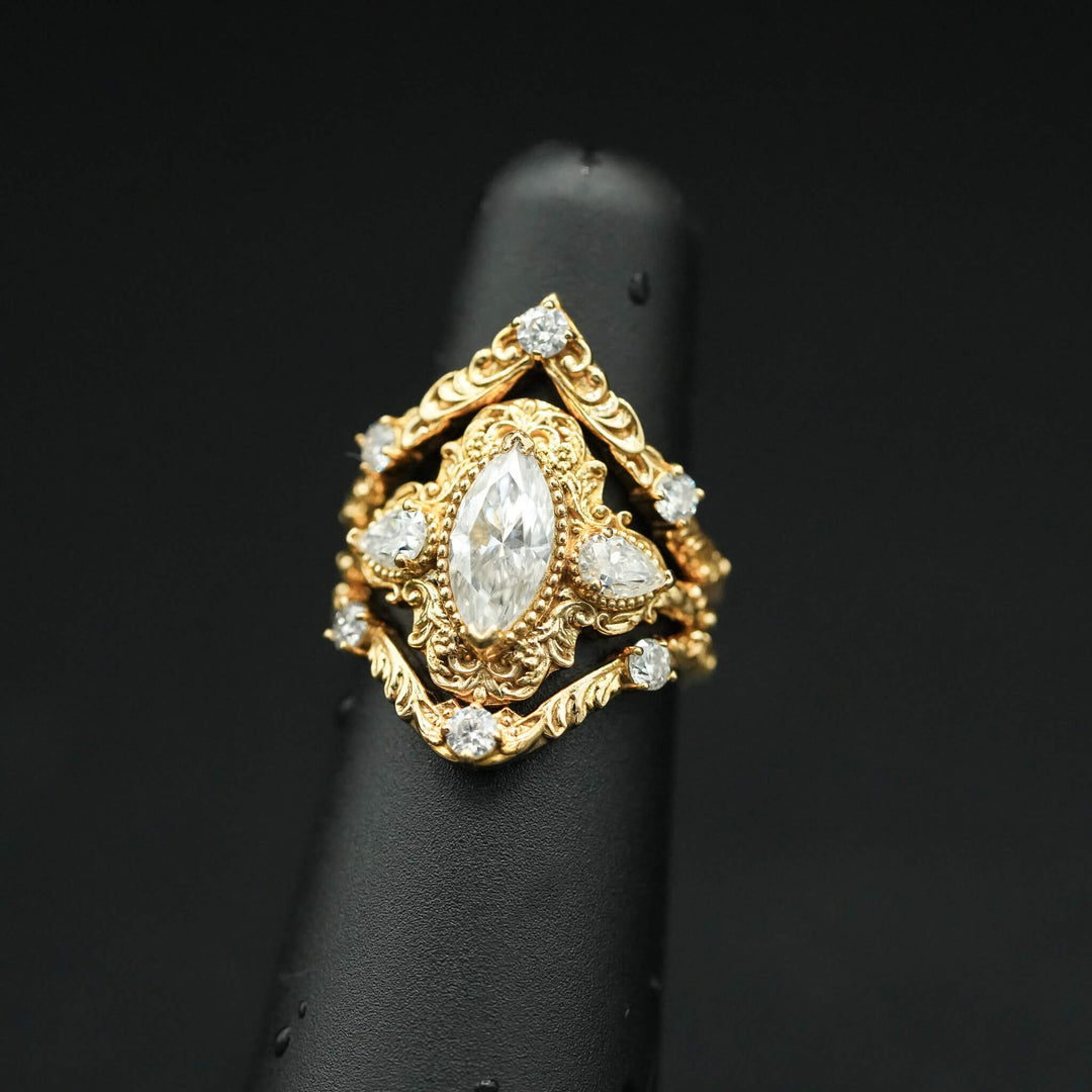 PAYMENT PLAN Moisssanite Rococo Engagement Ring Set
