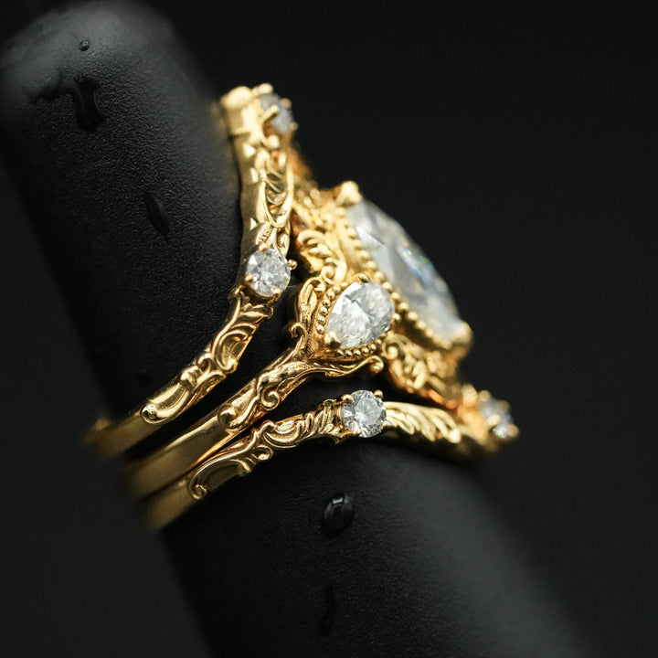 PAYMENT PLAN Moisssanite Rococo Engagement Ring Set