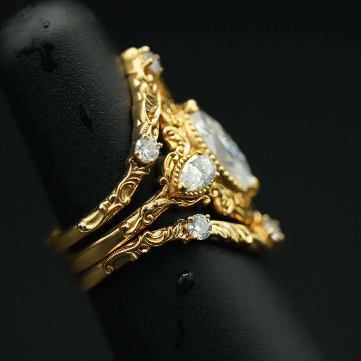 PAYMENT PLAN Moisssanite Rococo Engagement Ring Set