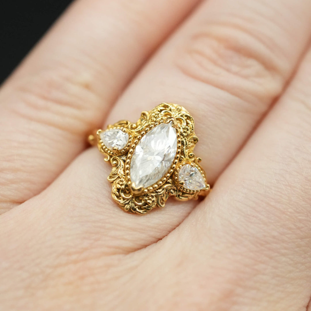 Moissanite Rococo Engagement Ring