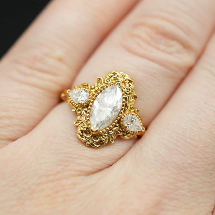 Moissanite Rococo Engagement Ring