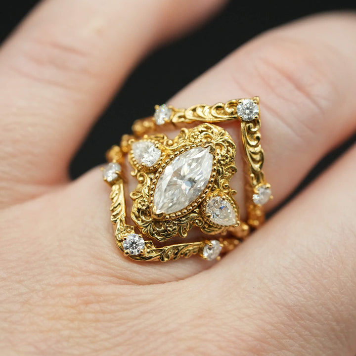 PAYMENT PLAN Moisssanite Rococo Engagement Ring Set