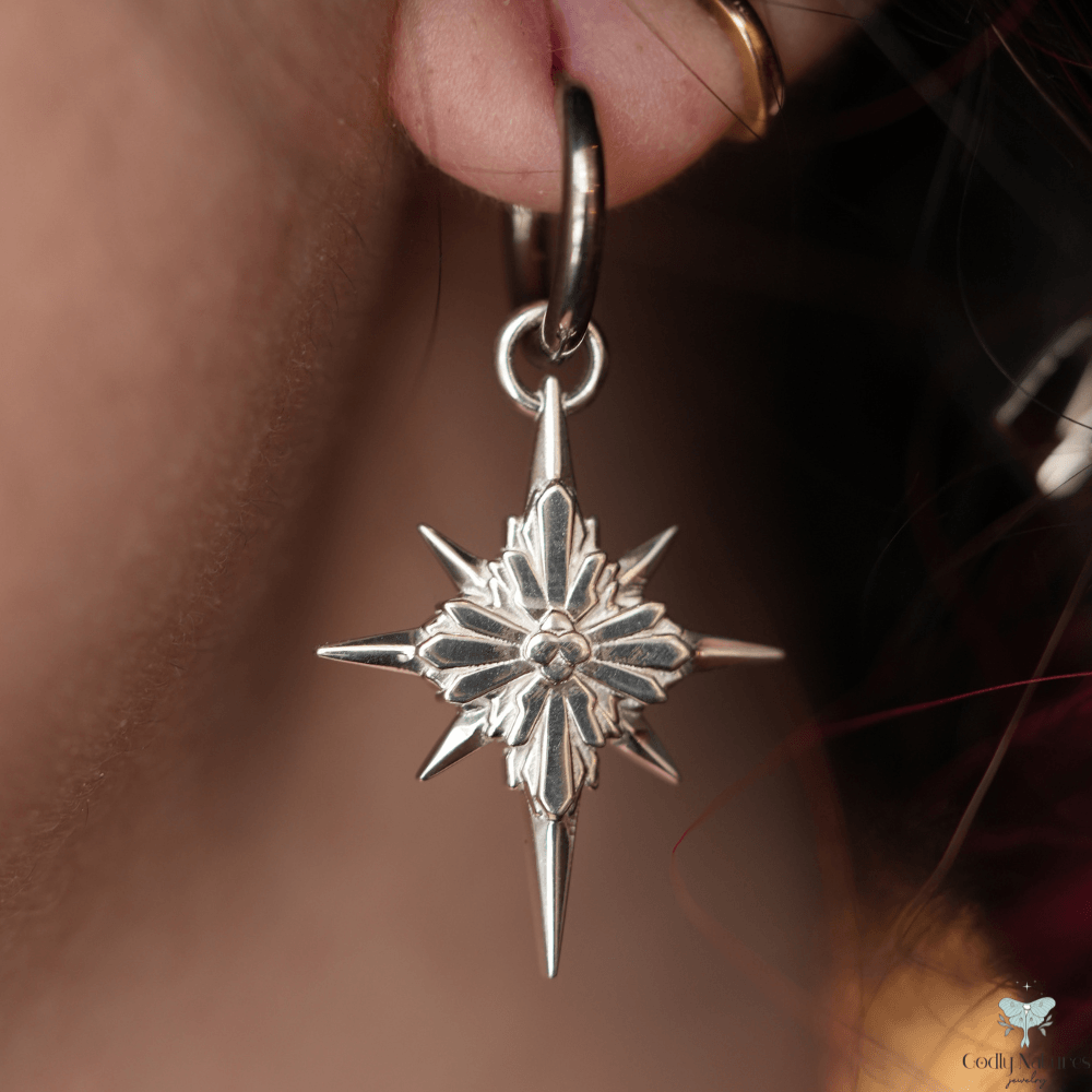 North Star Earrings - Titanium Hoops (Without Gemstones)