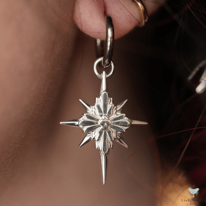 North Star Earrings - Titanium Hoops (Without Gemstones)
