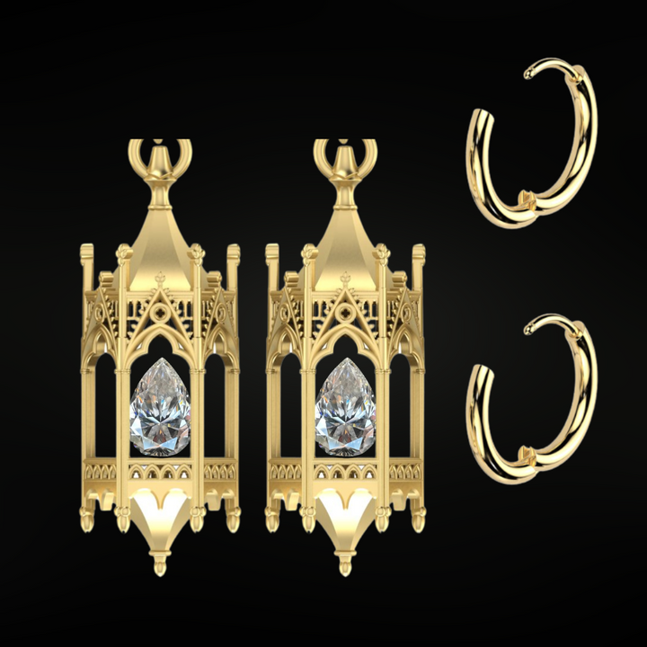 Laura's Custom Gold Vermeil Knights Lantern Hoop Earrings