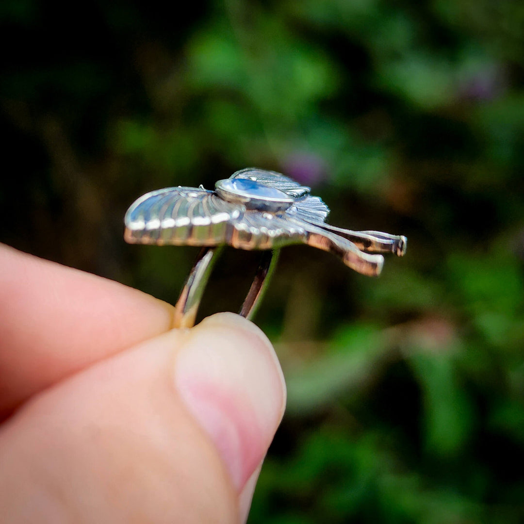 Custom Blue Sapphire Luna Moth Ring