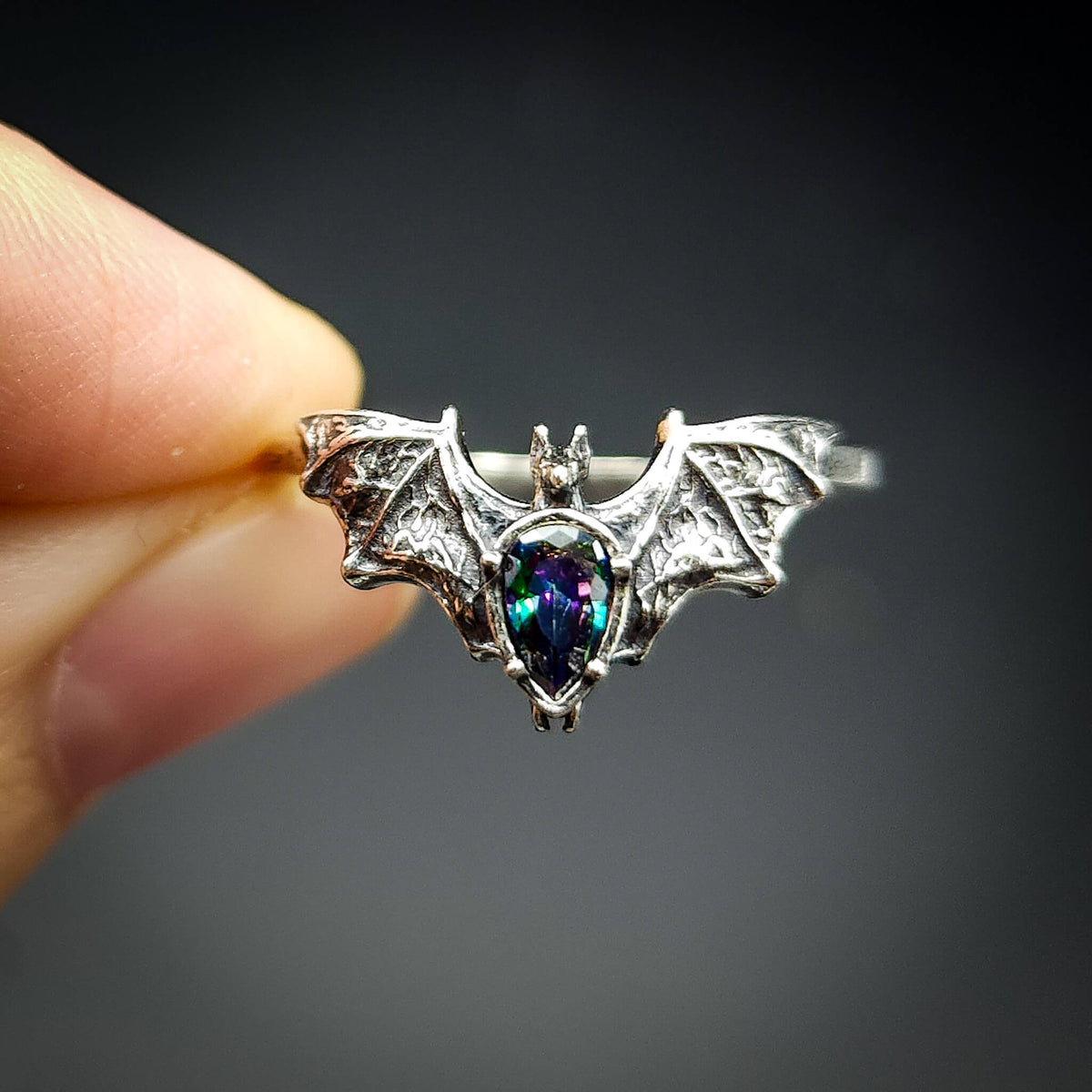 Silver Mystic Topaz Bat Ring – Godlynaturesjewelry