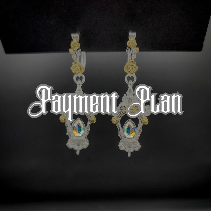 PAYMENT PLAN Rose Lantern Hoop Earrings – Black & Gold Roses