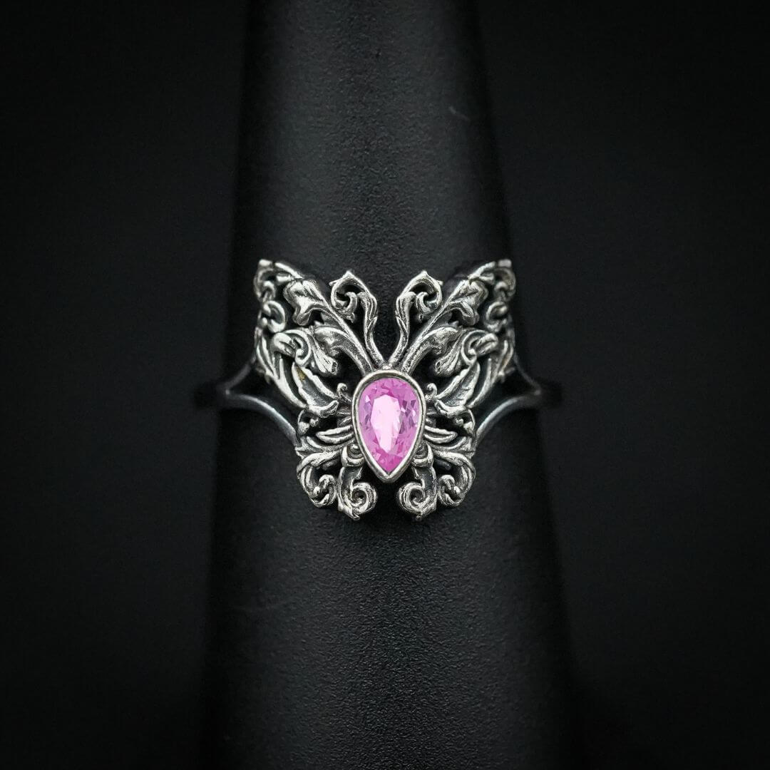 PAYMENT PLAN Pink Sapphire Rococo Butterfly Ring
