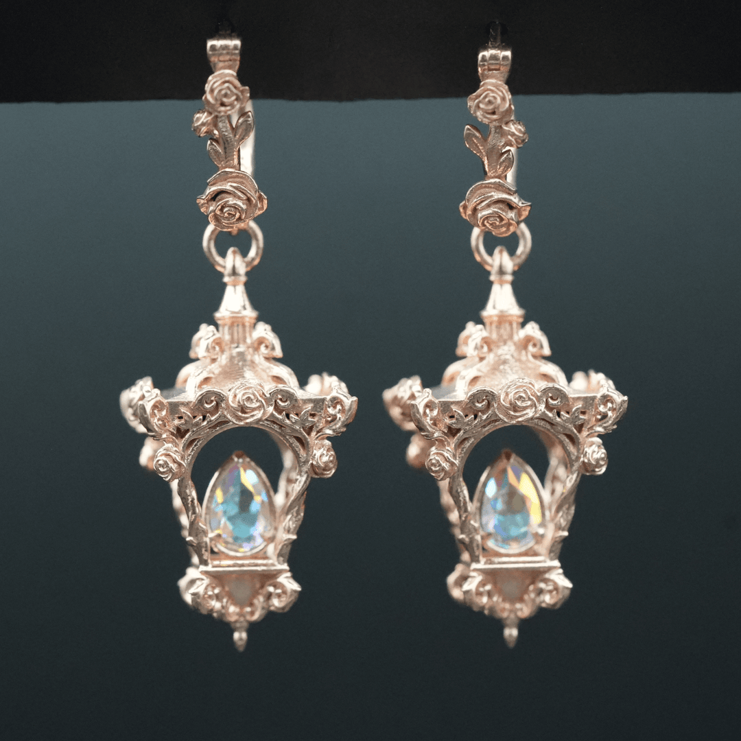 Rose Lantern Hoop Earrings