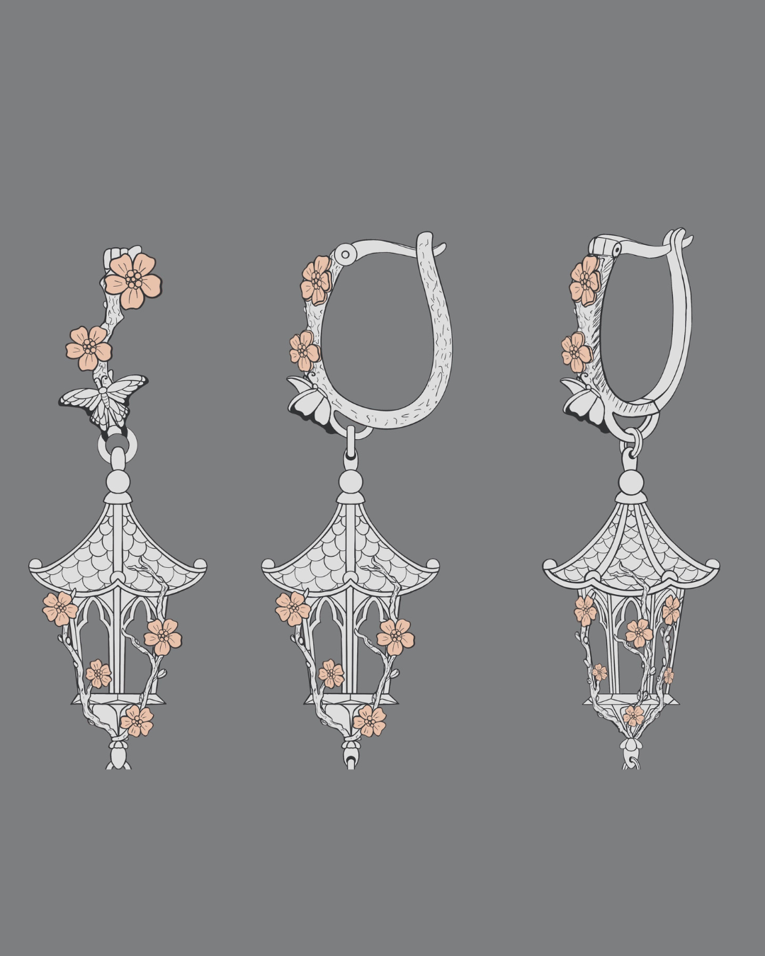 Sakura Lantern Earrings PRE-ORDER