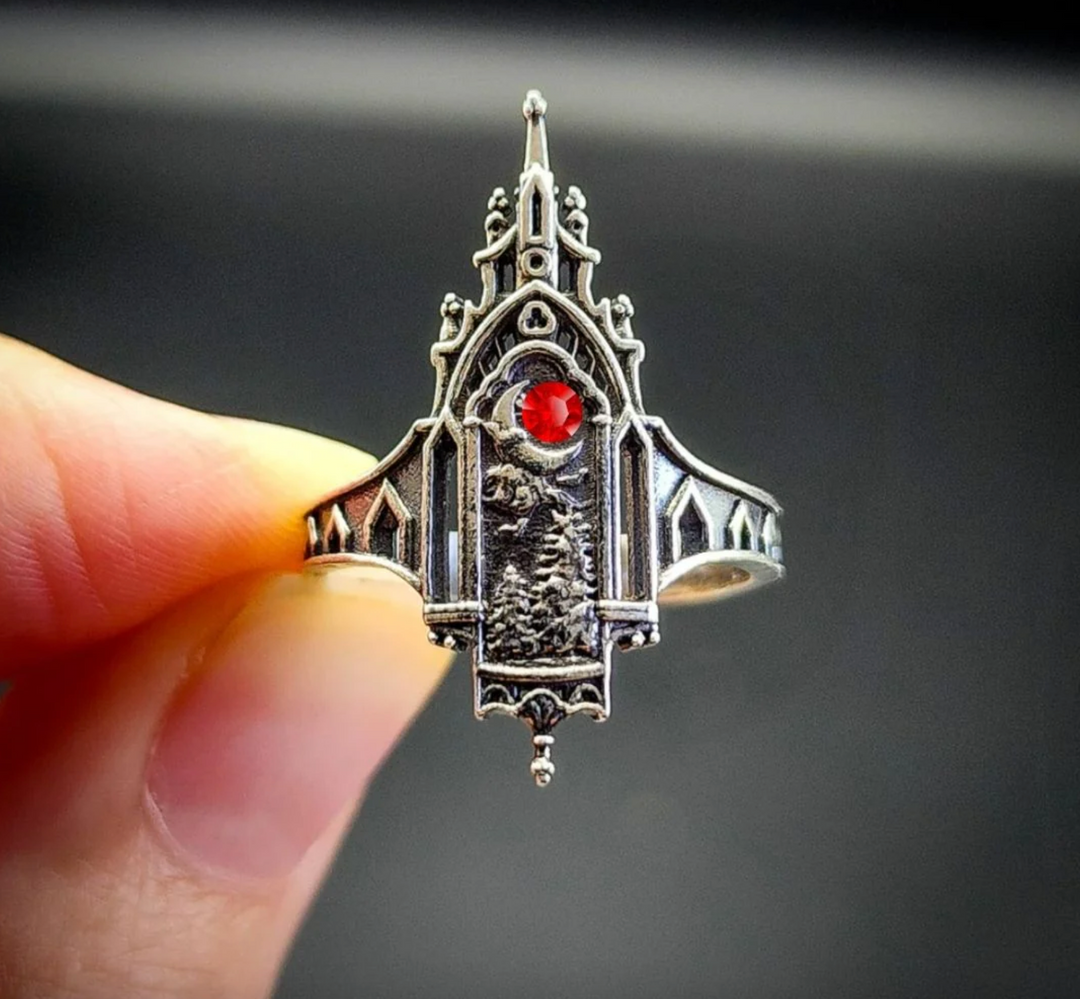 Cierras Custom Silver Midnight Cathedral Ring