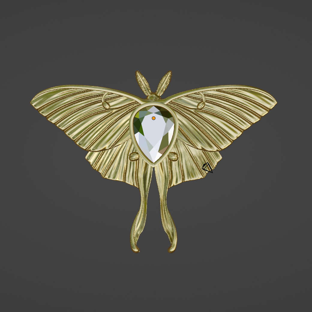 Custom Gold Vermeil Crystal Luna Moth Necklace