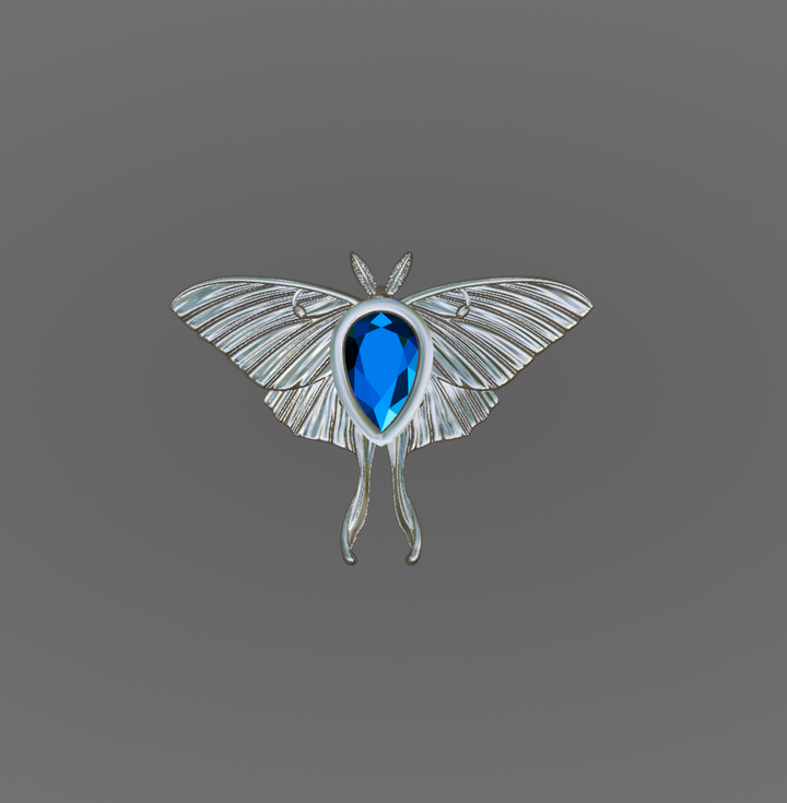 Sarah's CUSTOM Silver Moonstone Luna Moth Necklace