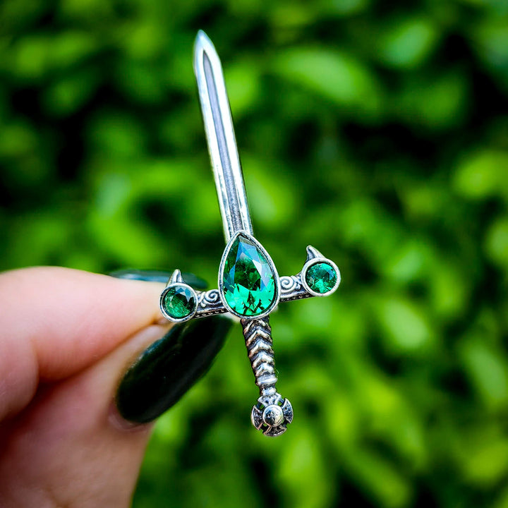 Emerald Silver Sword of the Spirit Ring