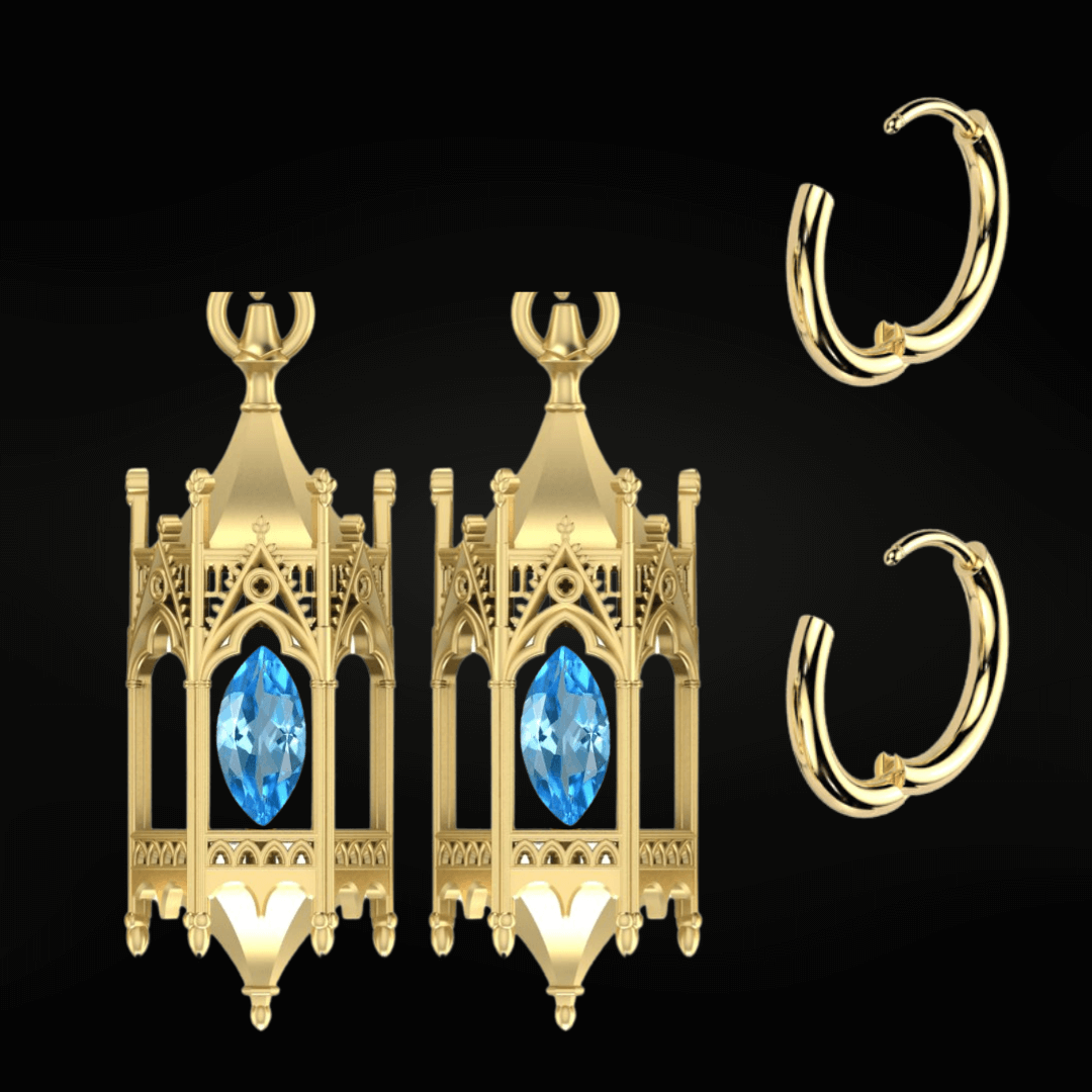 Gold Vermeil Knights Cathedral Lantern Hoop Earrings (PAYMENT PLAN)
