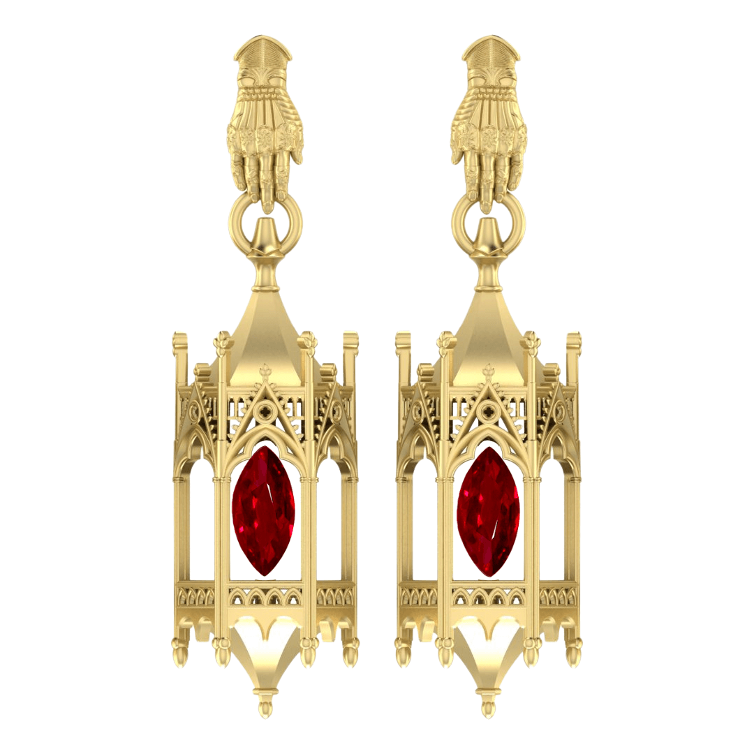 Custom Gold Vermeil Cathedral Lantern Earrings