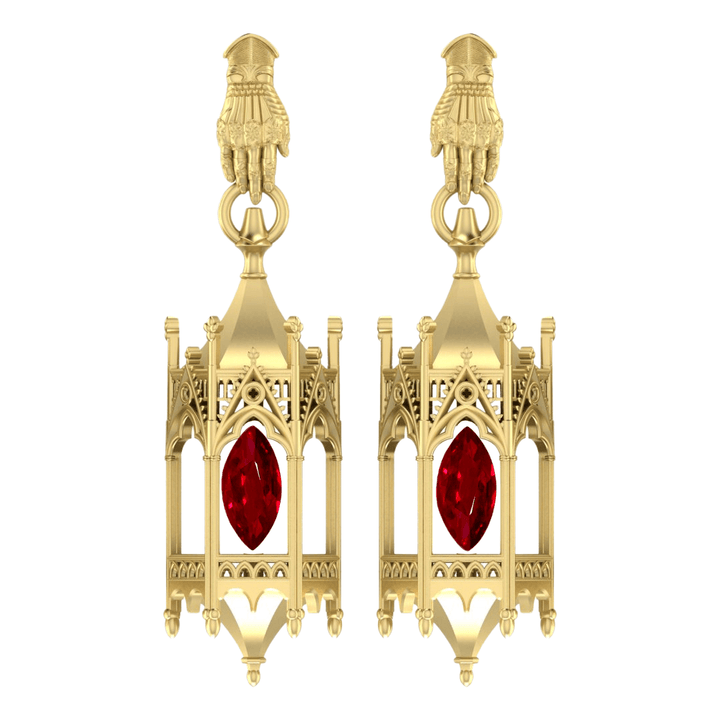 Ruby Gold Vermeil Knights Cathedral Lantern Earrings (PAYMENT PLAN)