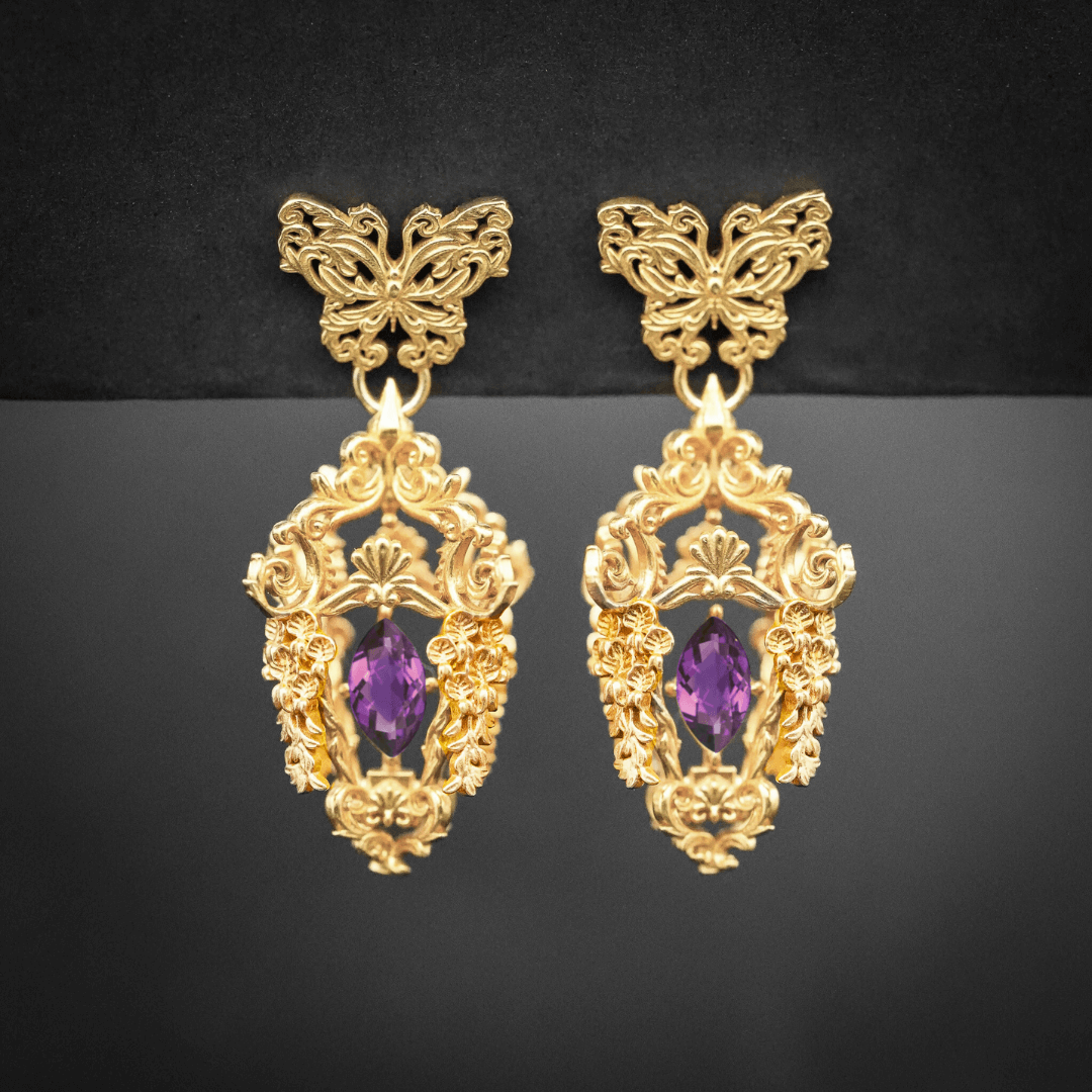 Wisteria Lantern Earrings (Butterfly Studs)