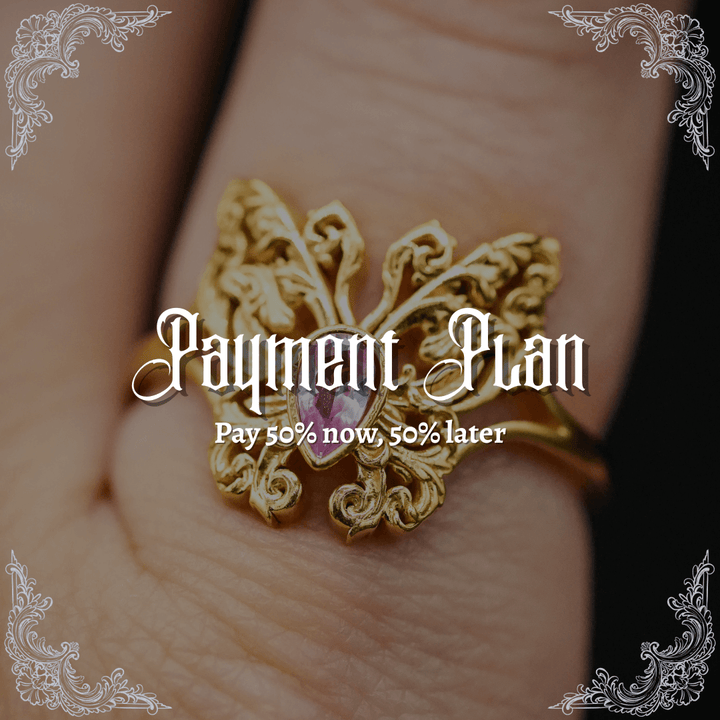 PAYMENT PLAN Pink Sapphire Rococo Butterfly Ring