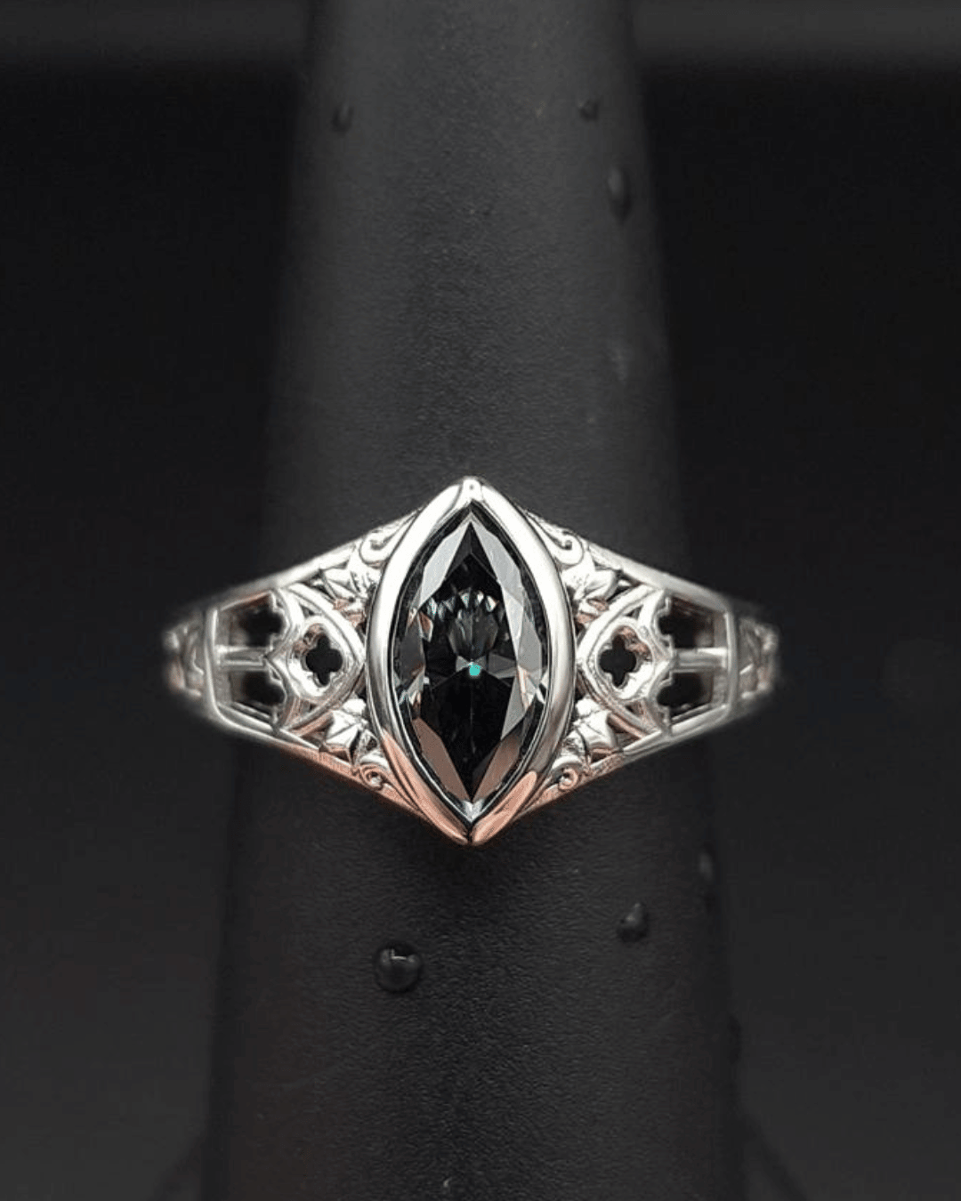 Custom Silver Gray Moissanite Eternal Cathedral Ring
