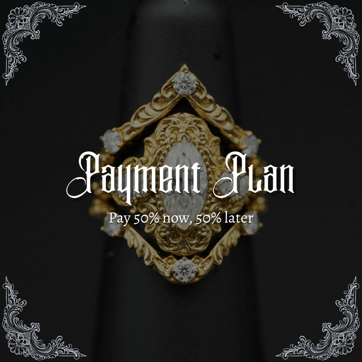 PAYMENT PLAN Moisssanite Rococo Engagement Ring Set