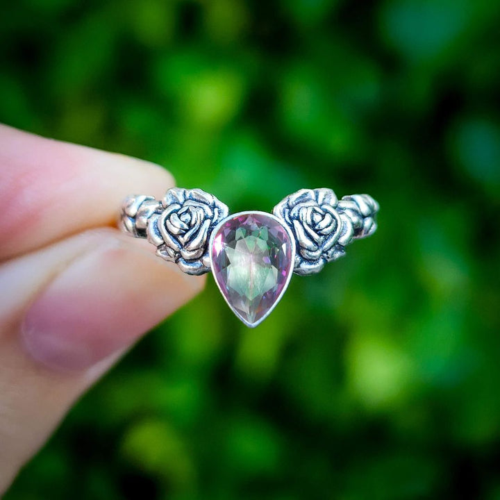 Custom Silver Mystic Topaz Rose ring