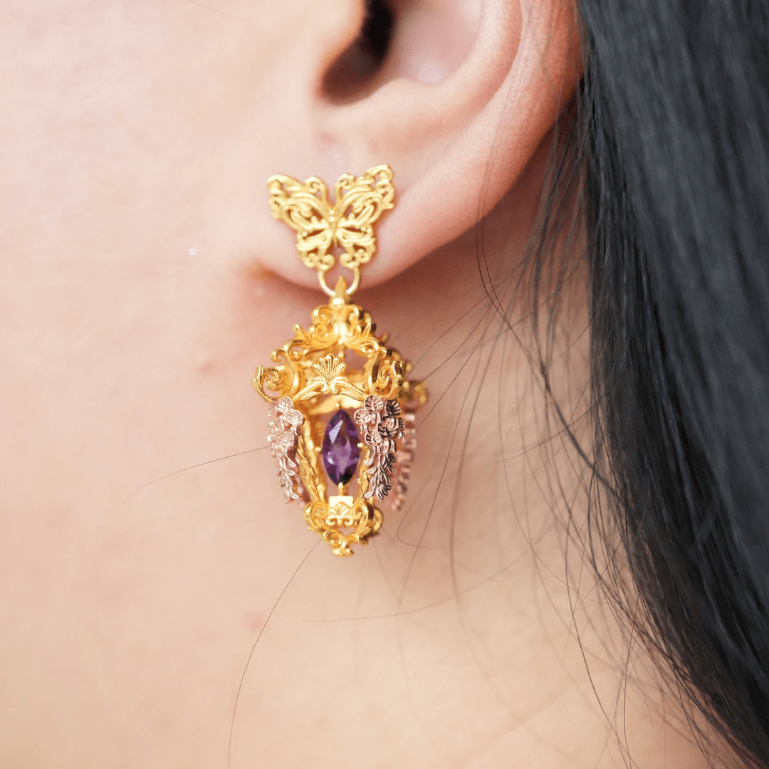 Nisats PAYMENT PLAN Wisteria Lantern Earrings (Butterfly Studs)