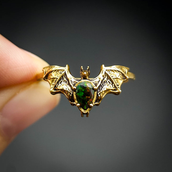 Limited Edition Brass Black Opal Bat Ring