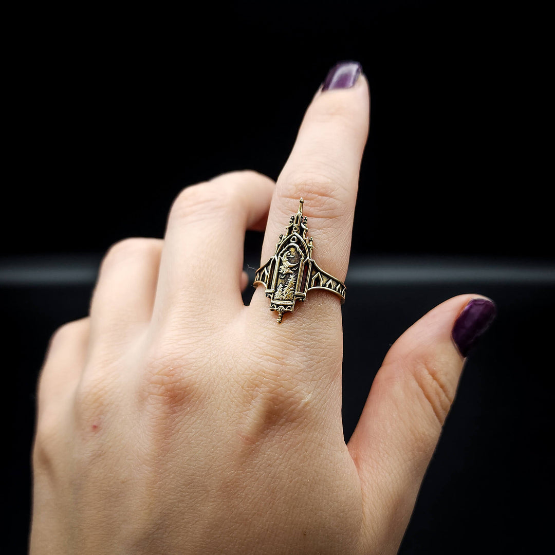 Brass Midnight Cathedral Ring