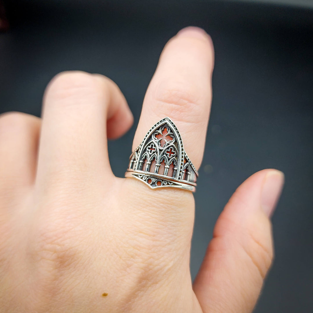 Silver Cathedral Window Ring Set