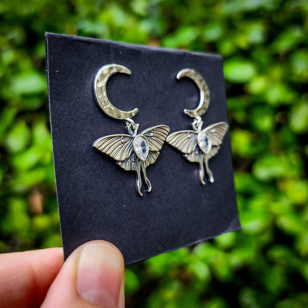 Crystal Luna Moth Earrings