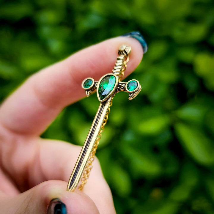 Brass Emerald Sword of the Spirit Necklace