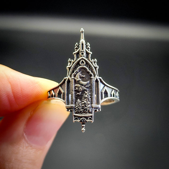 Silver Midnight Cathedral Ring