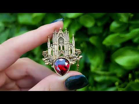 Brass Garnet Rose Cathedral Necklace