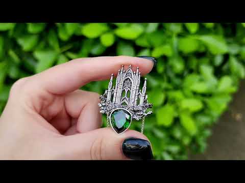 Silver Emerald Rose Cathedral Necklace