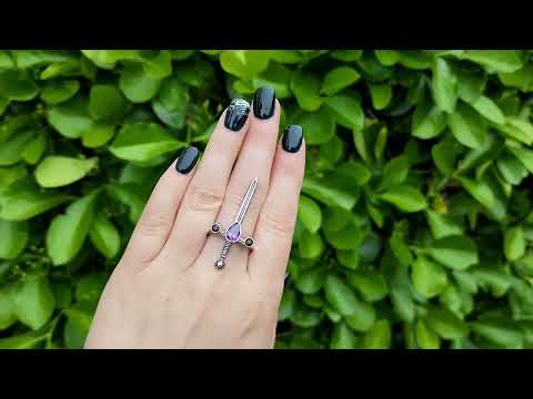 Amethyst Silver Sword of the Spirit Ring