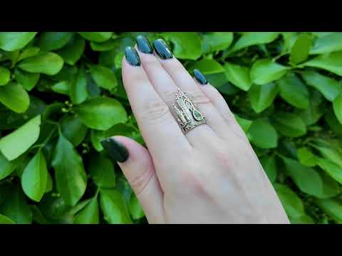 Brass Peridot Rose Cathedral Ring