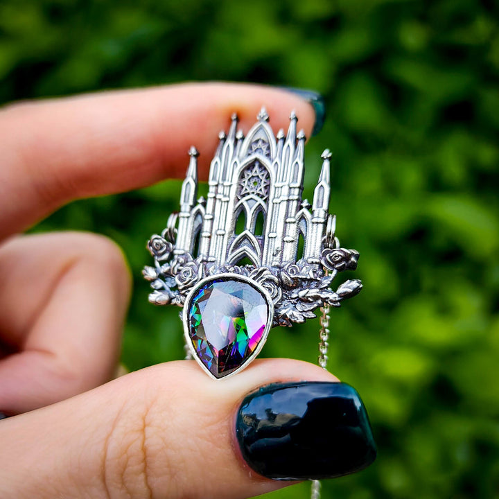 Silver Mystic Topaz Rose Cathedral Necklace