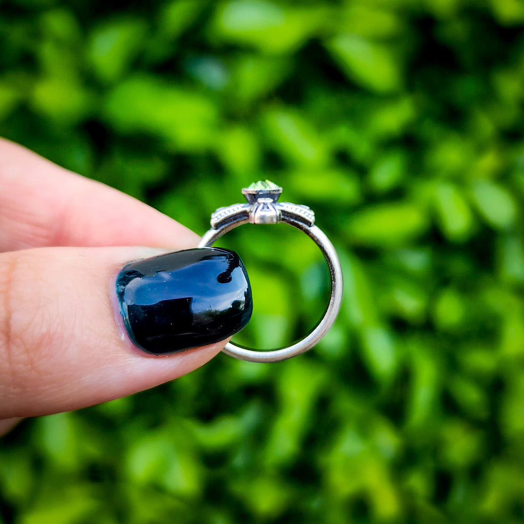 Mini Silver Peridot Sword of the Spirit Ring