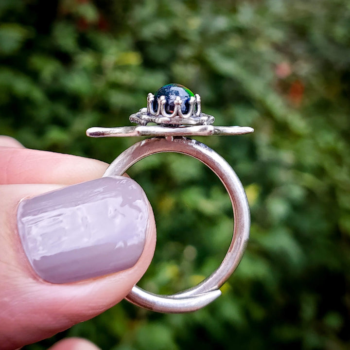 Black Opal Spider Spinner Ring Adjustable (5-10)