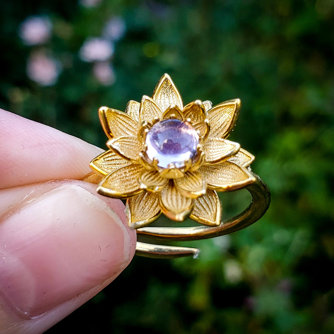 Brass Water Lily Ring