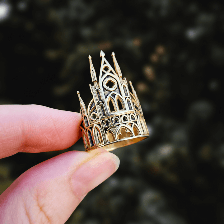 Brass Angel Necklace Cathedral Ring Bundle