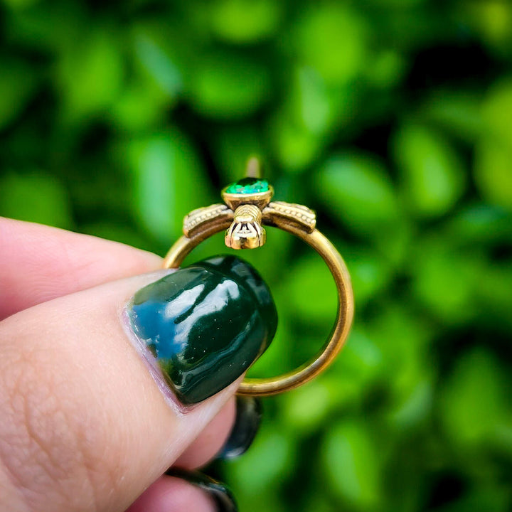 Emerald Brass Mini Sword of the Spirit Ring