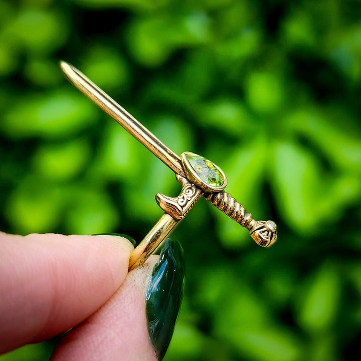Peridot Brass Mini Sword of the Spirit Ring